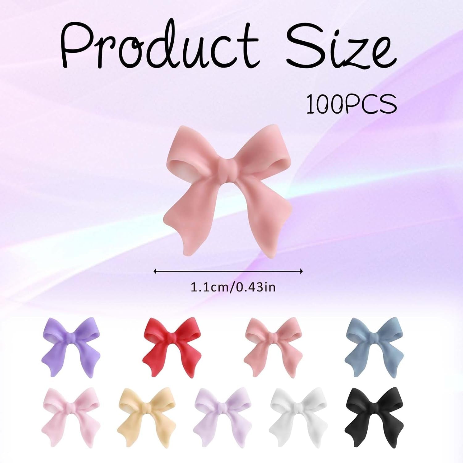 100 Stück 3D Negle Decorations Sets Schleifen Nagelanhänger Nagelkunst Dekorationen Schleife Für Acrylnägel, Süße Kawaii-Schleifenanhänger, Hübsche Nagel-Schleifenanhänger-Dekoration