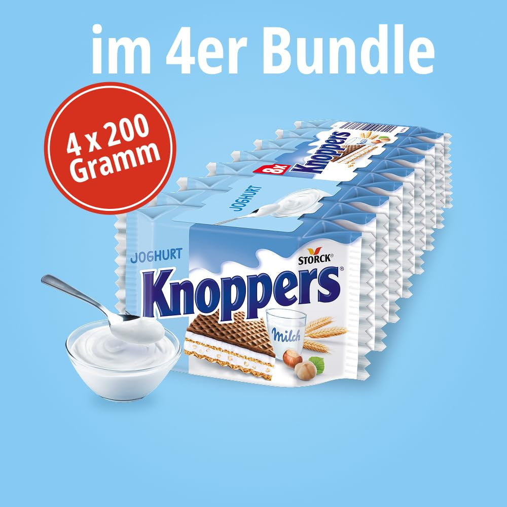 Yoghurt – 4 x 200 g – Vaffelskiver fyldt med yoghurt og nougatcreme, hasselnødder og kakao