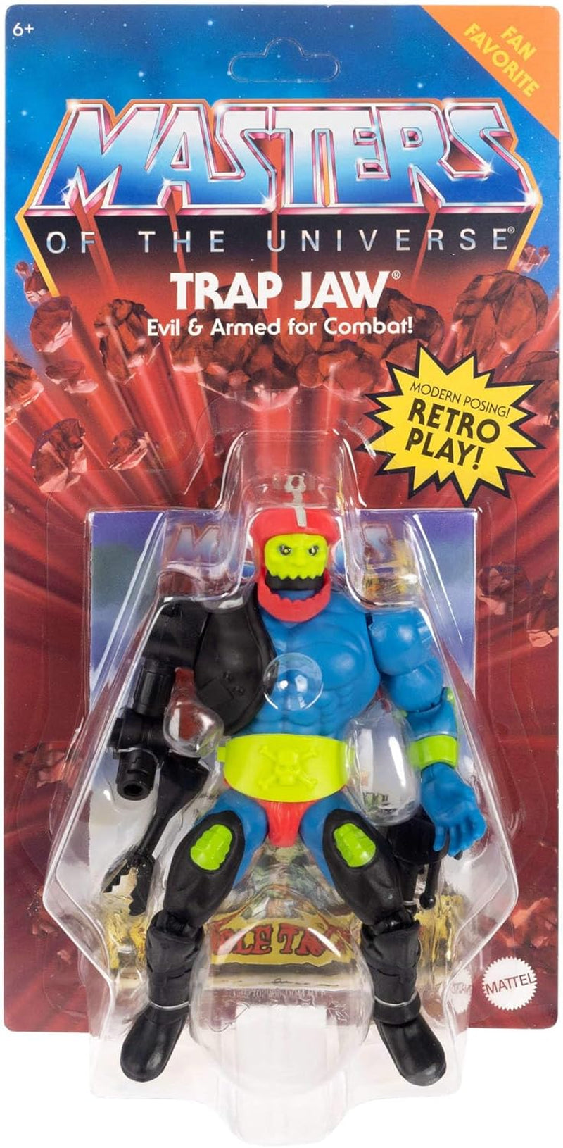 Masters of the Universe Origins Action Figur Trap Jaw Samlefigur, ca. 14 cm stort populært MOTU-skurkelegetøj med 16 bevægelige led og tilbehør, HYD41, [Multicolor] Actionfigurer Naty Shop