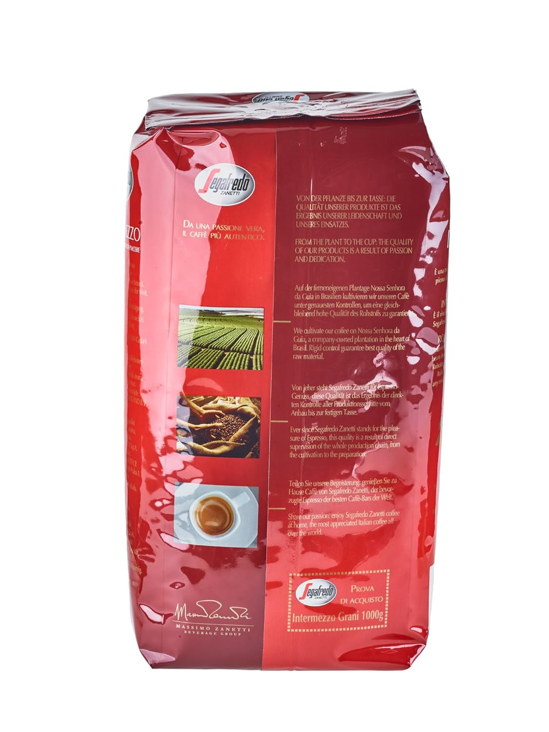 Segafredo Zanetti Intermezzo - hele bønner (1 kg pakke) - Geeignet für alle italienschen Kaffeespezialitäten - Kaffeebohnen mit mitteller Röstung, stark und vollmundig im Gesmack