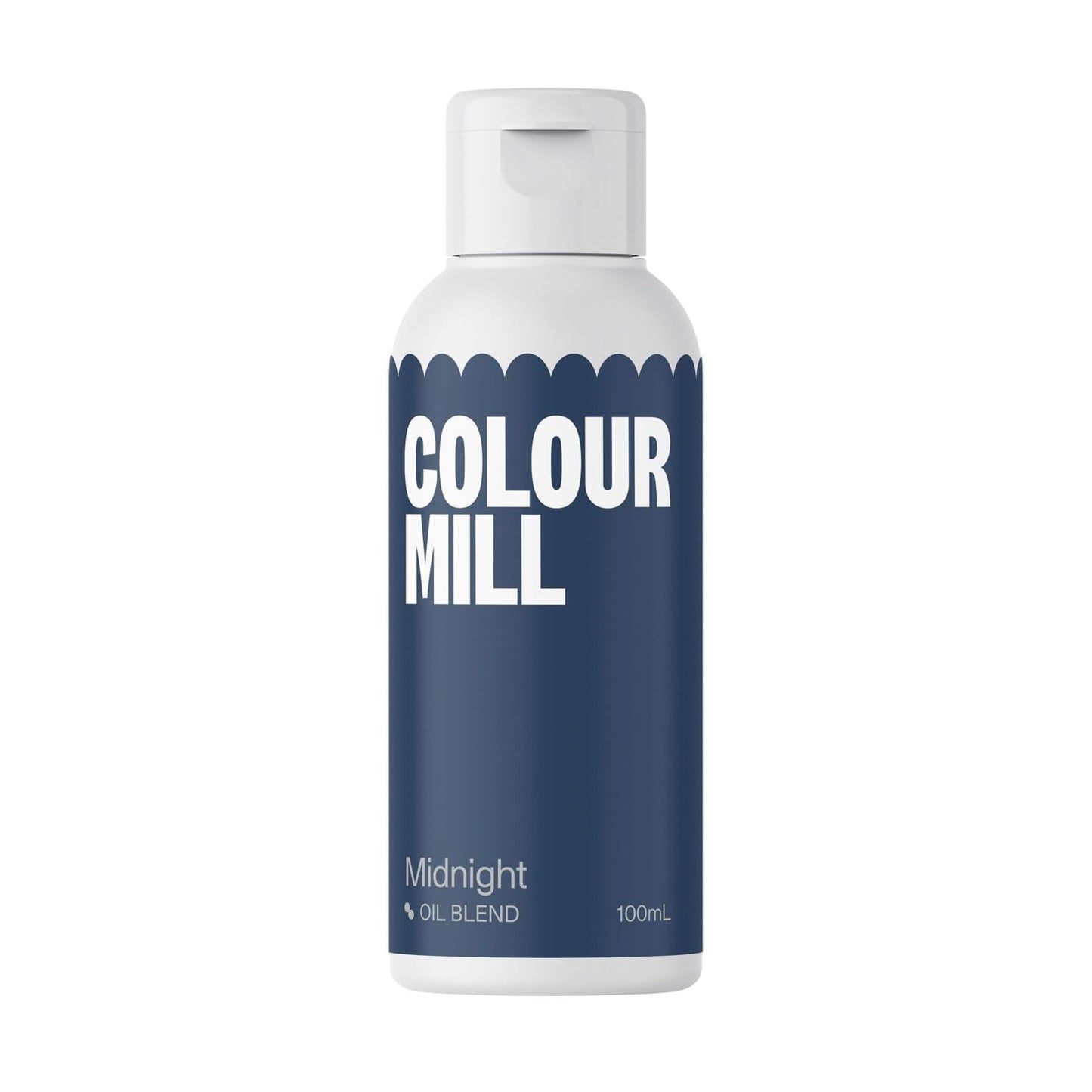 Madfarve Farve Mill Oil Blend Midnight Oil - Madfarve til chokolade, fondant, muffins, kager, bagning, makroner - Madfarve til dekoration af kager - 100 ml