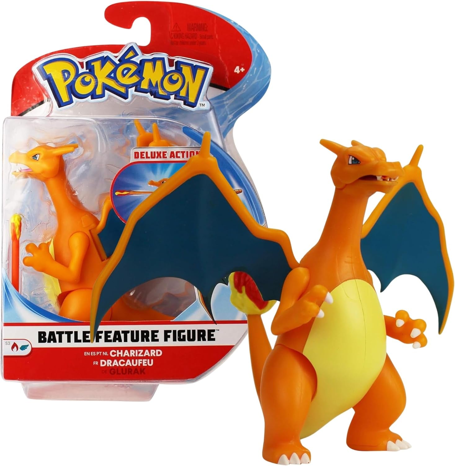 Pokémon PKW0368 - Battle Feature Figur - Glurak Officiel Action Figur 11,5 cm Action Figurer Naty Shop Standardtitel