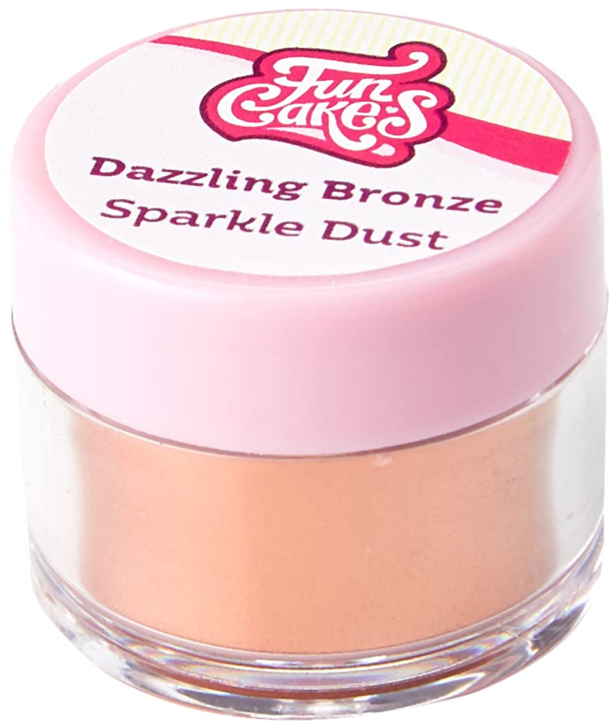 Funcakes Sparkle Dust Dazzling Bronze: Mousserende madfarvepulver til dekoration af kager, Halal-certificeret