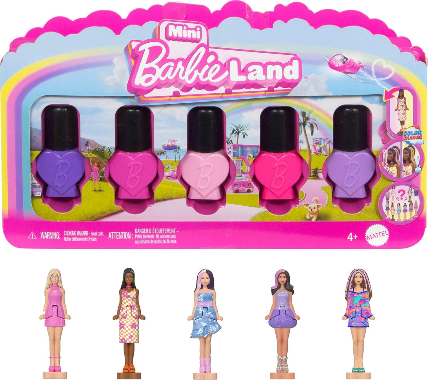 Barbie Mini Barbieland Sæt med 5 Fashionista-dukker, ca. 3,8 cm højde minidukker i læbestiftsærmer Surprise Collection Set (stile kan variere), JBD26 Naty Shop Dolls 3 Pack