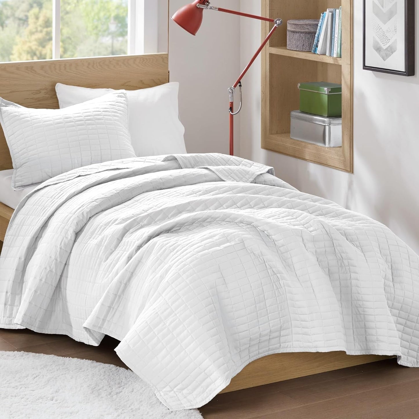 Comfort Spaces Kienna Quilt Sæt Luksus Dobbelt Sting Sommertæppe Letvægts Blødt Helårs Sengetøj Matchende pudebetræk Hvid King Size Tæppe (264,2 X 228,6 Cm) Naty Shop Dyner & dyner Have Hvid/Opulent Dyne Twin/Twin Xl(66"X90")