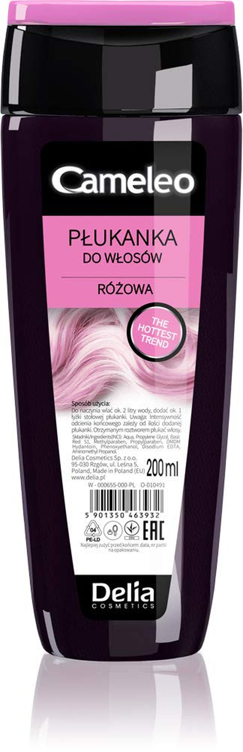 Cameleo - Rose Water Pink Hair Tonic No Yellow Tint Semi Permanent Hårfarve - Til blondt og gråt hår - Farve & pleje - Parabenfri | 200 ml Naty Shop Pink hårfarve 200 ml (1 pakke)