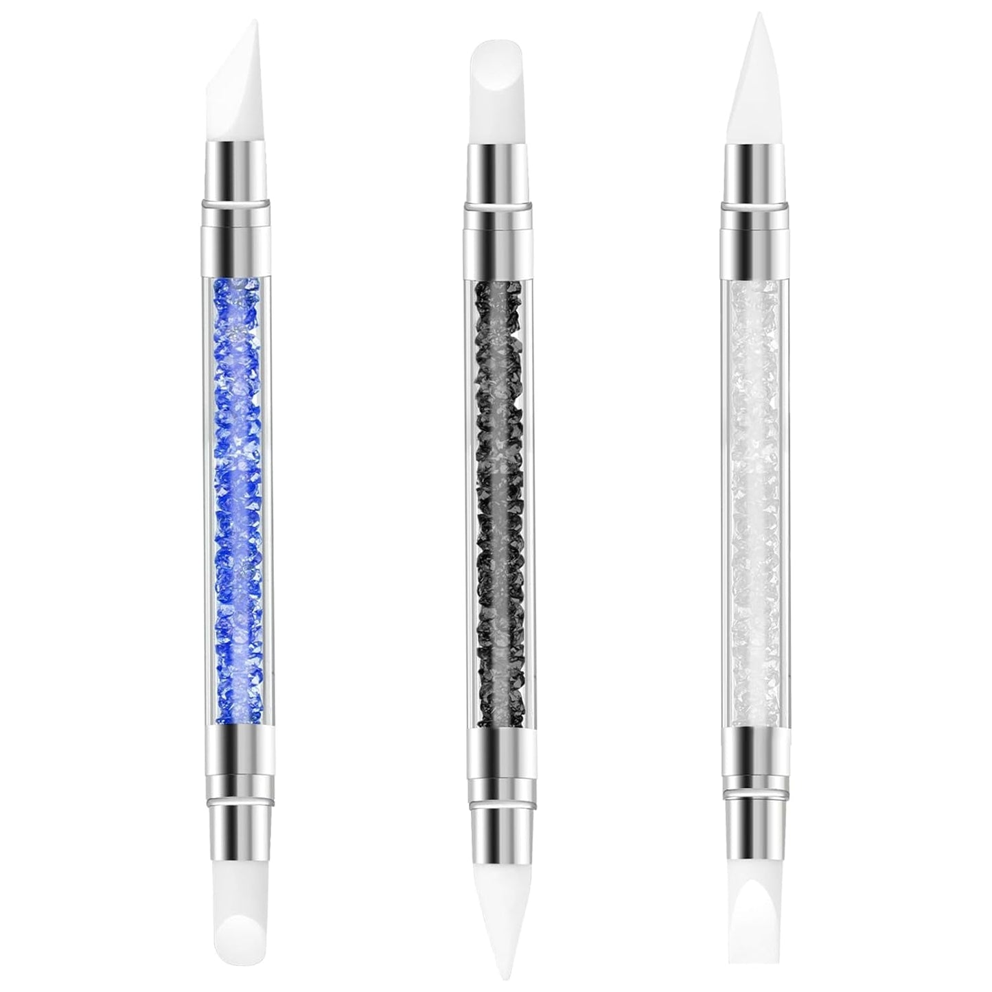 3 Stück Nagel Pinsel Silikon, Nagelkunst Skulptur Stift, Doppel Købfe DIY Maniküre Werkzeug, Strassstein Picker, Gel Schnitzen Pinsel Für Design, Shaping Drawing Carving Nagelfolie