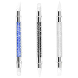 3 Stück Nagel Pinsel Silikon, Nagelkunst Skulptur Stift, Doppel Købfe DIY Maniküre Werkzeug, Strassstein Picker, Gel Schnitzen Pinsel Für Design, Shaping Drawing Carving Nagelfolie