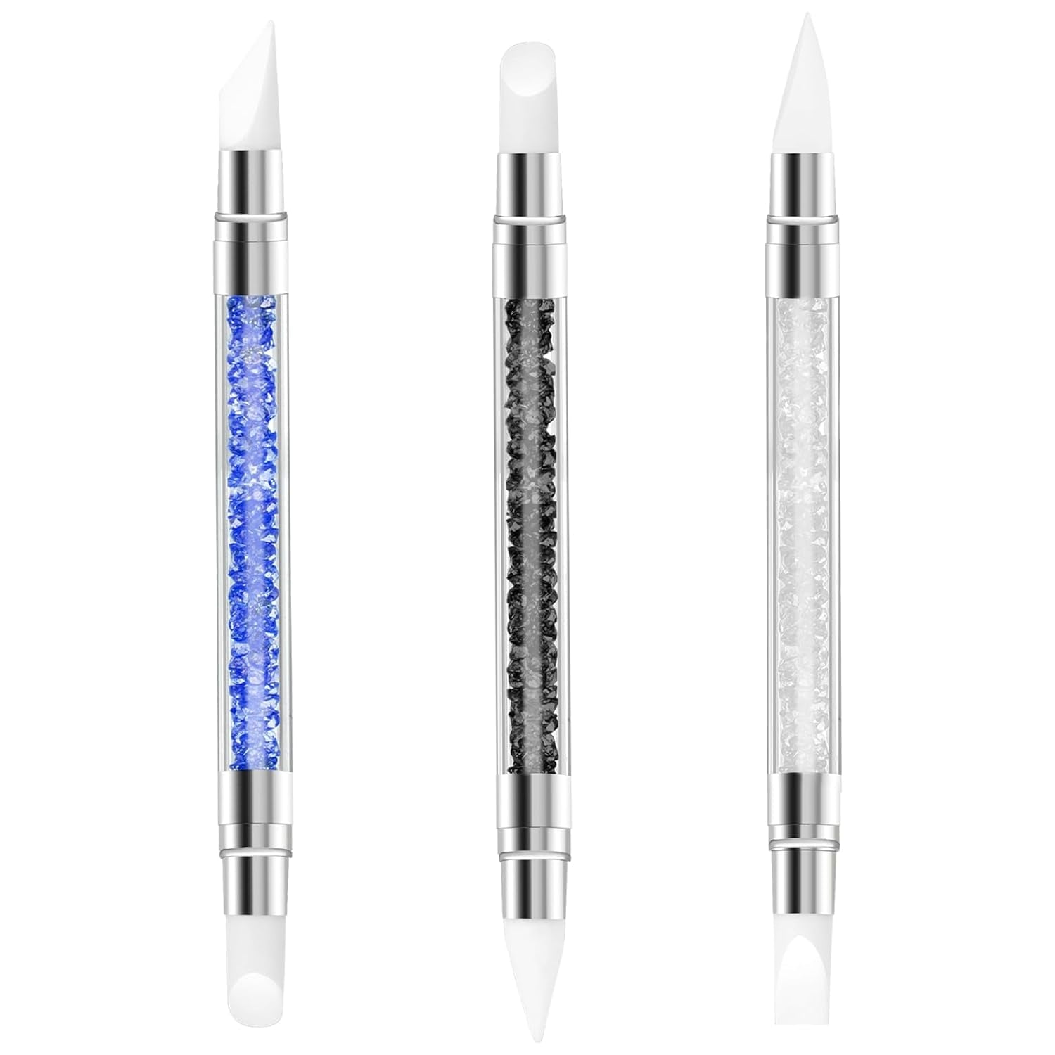 3 Stück Nagel Pinsel Silikon, Nagelkunst Skulptur Stift, Doppel Købfe DIY Maniküre Werkzeug, Strassstein Picker, Gel Schnitzen Pinsel Für Design, Shaping Drawing Carving Nagelfolie