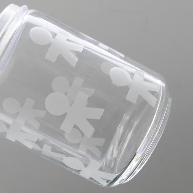 Alessi AKK37 GIROTONDO Køkkenkrukke i glas med påtryk og forseglet låg i rustfrit stål, L 21,6 cm, H 10,5 cm Fødevarekasser Naty Shop