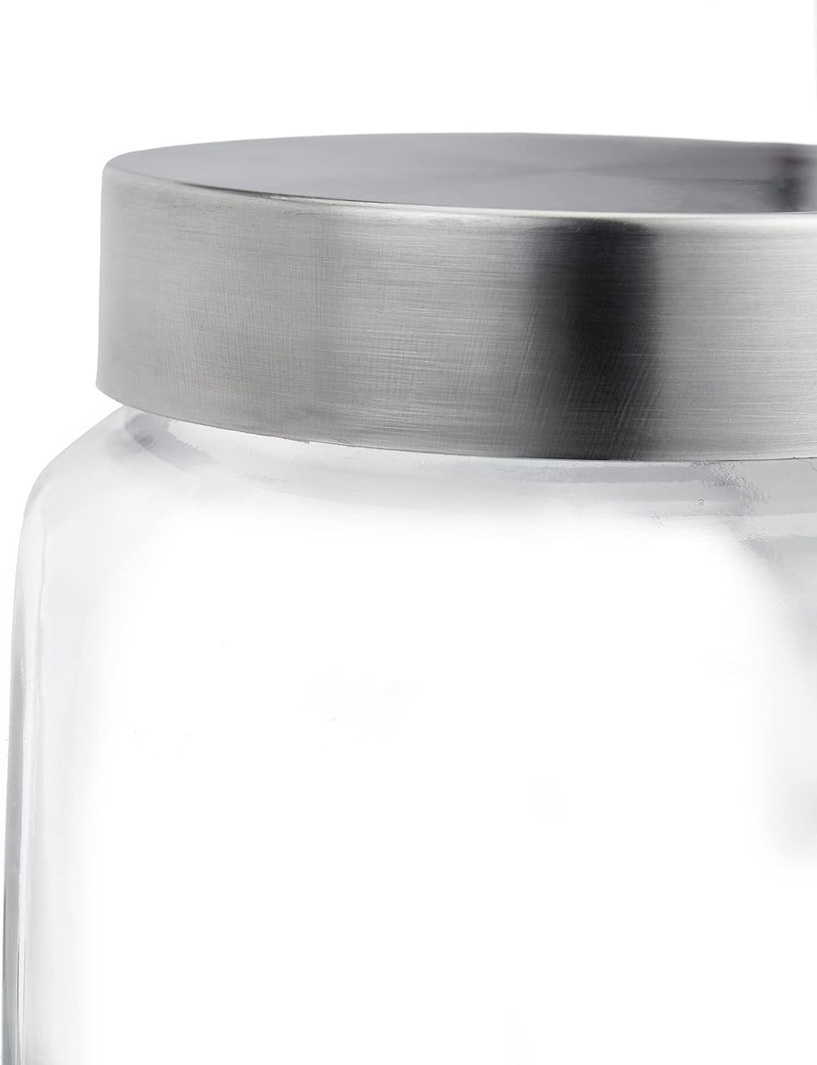 Relaxdays slikkrukker Sæt med 4 1,5 l opbevaringskrukker til søde madvarer Candy Bar Rustfrit stållåg Klart gennemsigtigt sølv madopbevaringskasser Naty Shop
