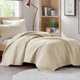 Comfort Spaces Kienna Quilt Sæt, Luksus dobbeltsyning, Sommertæppe, Letvægts, Blødt Sengetøj året rundt, Matchende pudebetræk, Hvid, Tæppe til King Size senge (264,2 X 228,6 cm), Naty Shop dyner og dyner Ivory Twin/Twin Xl(66"X90")