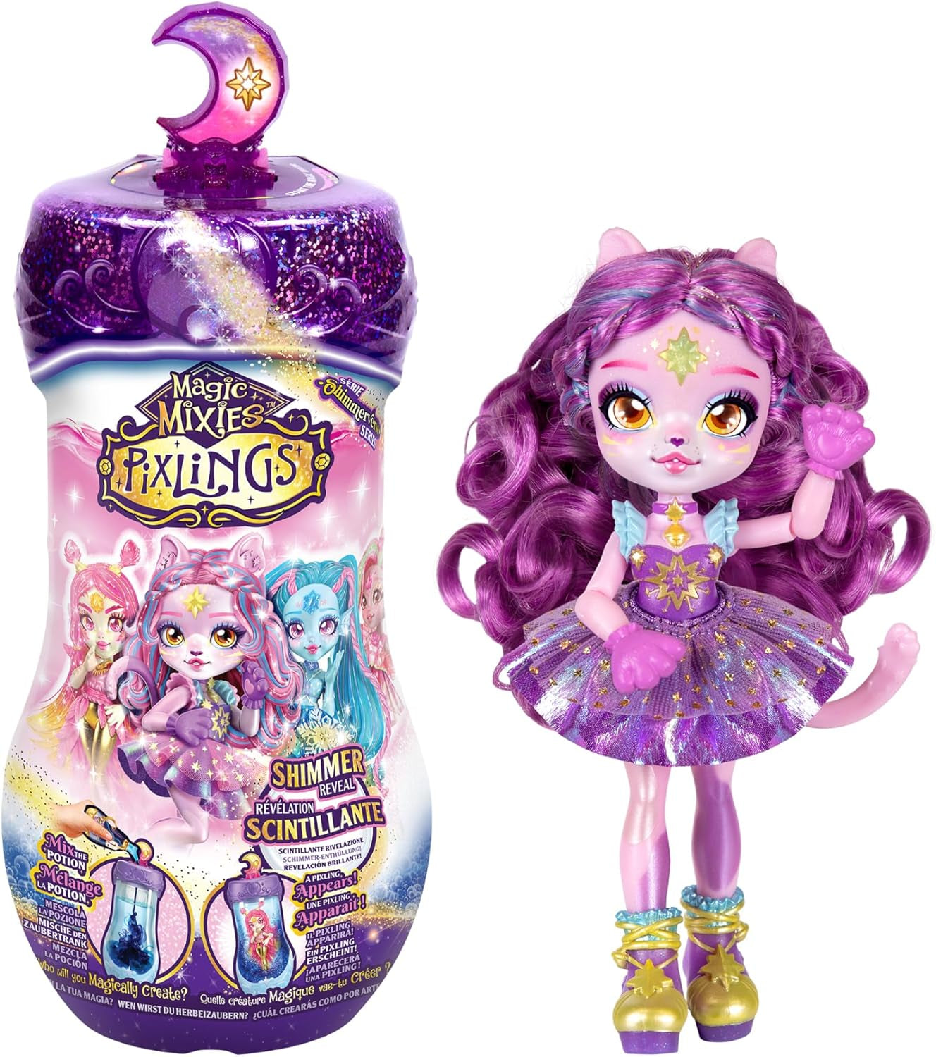 Pixlings magiske dukker, 4 forskellige dukker - 2 nye - 15 cm modedukke - Trylledrikke - Secret Potions Legetøj (MG101000)