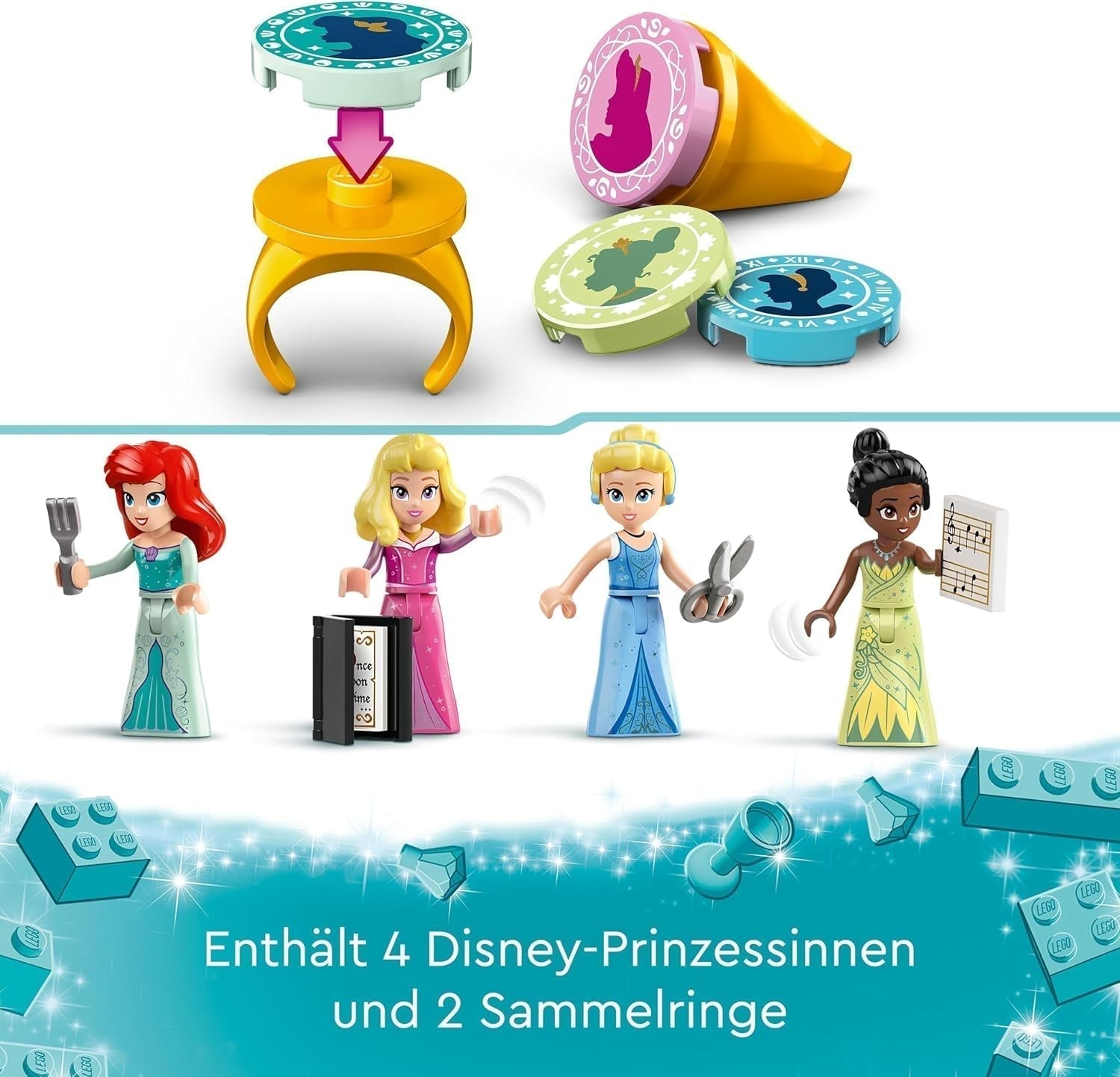 LEGO Disney Princess: Disney Princess Adventure Market, legetøjshus med 4 dukker inklusive Askepot og Ariel, Legesæt med skattekort, gave til piger og drenge fra 6 år 43246 Byggesæt Besuche den LEGO-Store