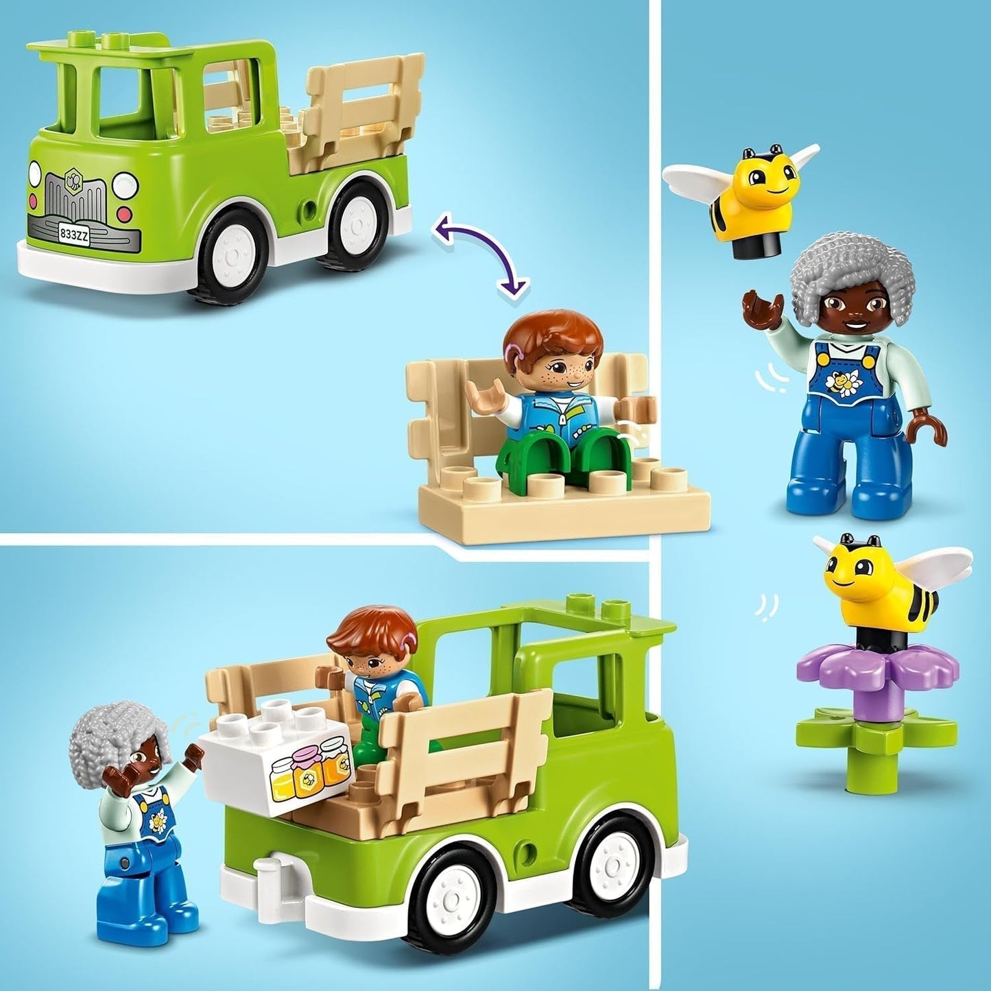 LEGO DUPLO Bybiavl og bistader, pædagogisk legetøj til småbørn med 2 figurer og en mobil lastbil, bygge- og ombygningssæt, legetøj til småbørn fra 2 år 10419 Byggesæt Besuche den LEGO-Store