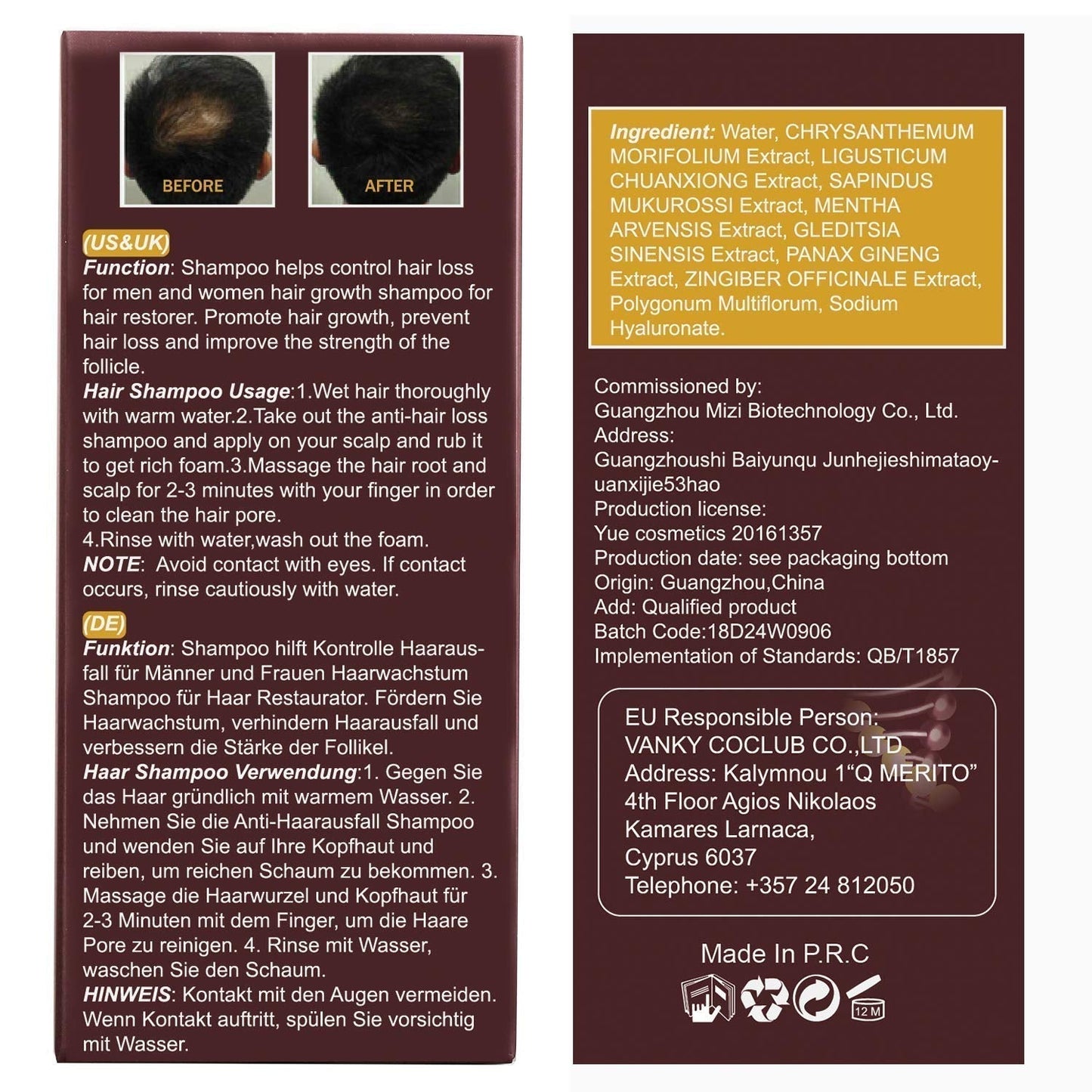 Hårvækstshampoo, Anti-hårtab, Hårtabsshampoo, Naturlig urteshampoo for hurtigere hårvækst, Lotion Naty Shop Hårpleje