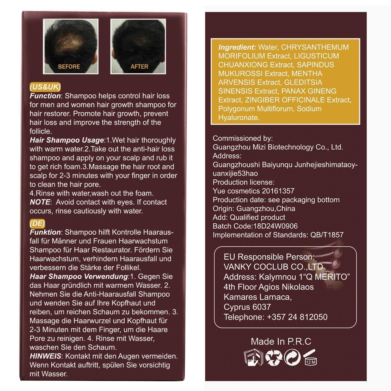 Hårvækstshampoo, Anti-hårtab, Hårtabsshampoo, Naturlig urteshampoo for hurtigere hårvækst, Lotion Naty Shop Hårpleje