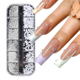 GZSY Nail Art Strasssteine ​​Nagel Perlen Weiß 12Raster Nagel Charms Nageldesign Tilbehør Perle Nail Art
