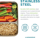 U Konserve - Opdelt rektangulær madbeholder i rustfrit stål med silikonelåg - Island Teal - 28 oz / 825 ml madopbevaringsbokse Naty Shop
