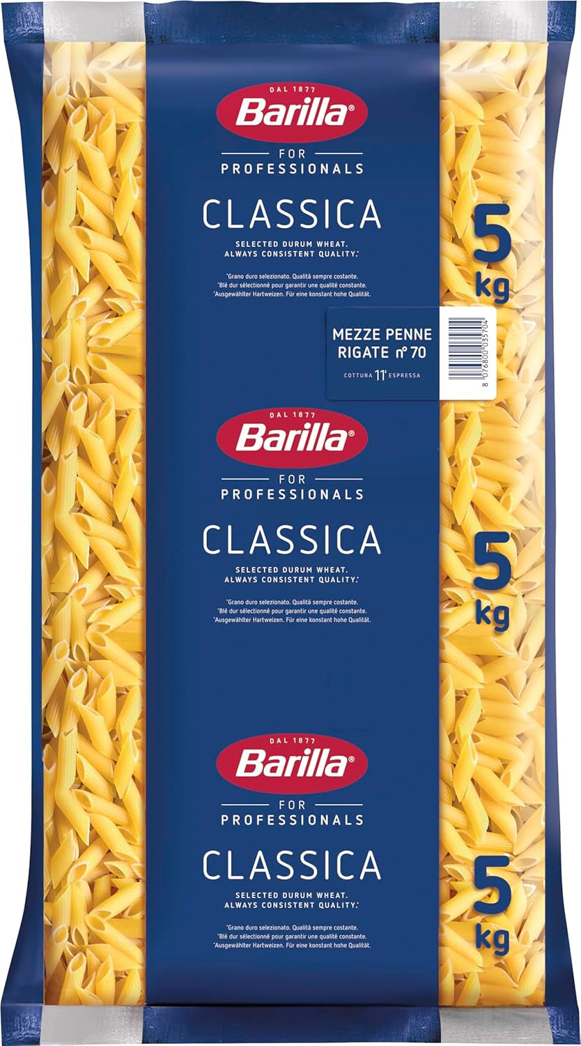 Penne Rigate Barilla durumhvede pasta n. 73 – Pakke med 1 (1x5 kg)