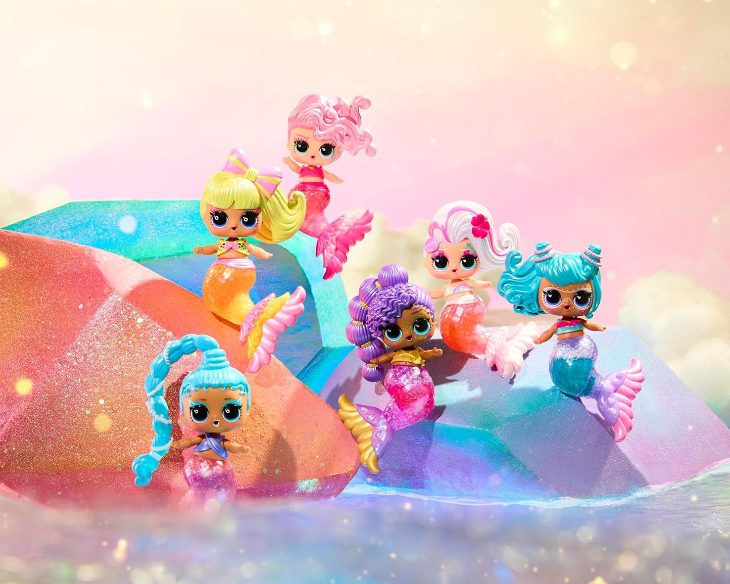 LOL overraskelse! Mermaids Makeover Magic Tots - Ægte lipgloss for dig og din dukke at lave selv, blande og skabe makeup, Sjov vandleg, 6 dukker at samle - Alders 4+