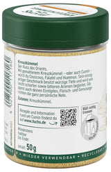 Fuchs Gewürze - Kreuzkümmel gemahlen - zum Würzen von Couscous, Hummus og Falafel - naturlige ingredienser - 50 g i wiederverwendbarer, genbrugsbarer Dosis