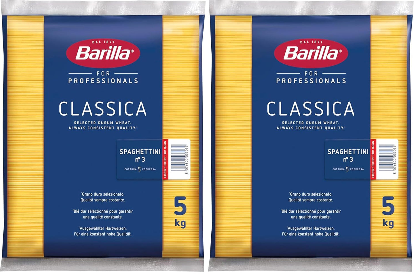 Barilla Pasta Klassische Spaghetti n.5 fra højkvalitets Hartweizen immer al dente, (1 x 500 g), smagløs