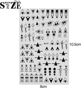 12 Blatt Nagelsticker Geometrisk Nagelaufkleber Selbstklebend Schwarz-Weißes Mysteriöses Dreieck Nail Art Sticker Dekoration Nageldesign Zubehör