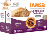IAMS Delights Vådfoder til seniorkatte - Multipak med kylling og fisk i sauce, højkvalitets vådfoder til katte ældre end 7 år, 12 x 85g