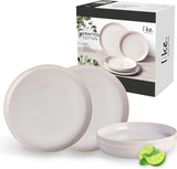 ligesom. af Villeroy & Boch – Madlavningssæt i bomuld 4 teilig Weiß, Spülmaschinenfest, Mikrowellensicher, Geschirrset, Tafelservice Modern, Speiseteller, Tiefe Teller, Pottery-Look, Premium Porzellan