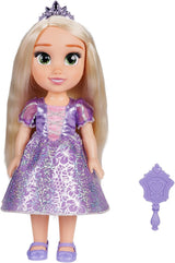 Disney Princess Rapunzel 35 cm dukke, reflekterende glitterøjne, bevægelige led, aftagelig kjole, sko, krone, langt blondt hår, til piger på 3+