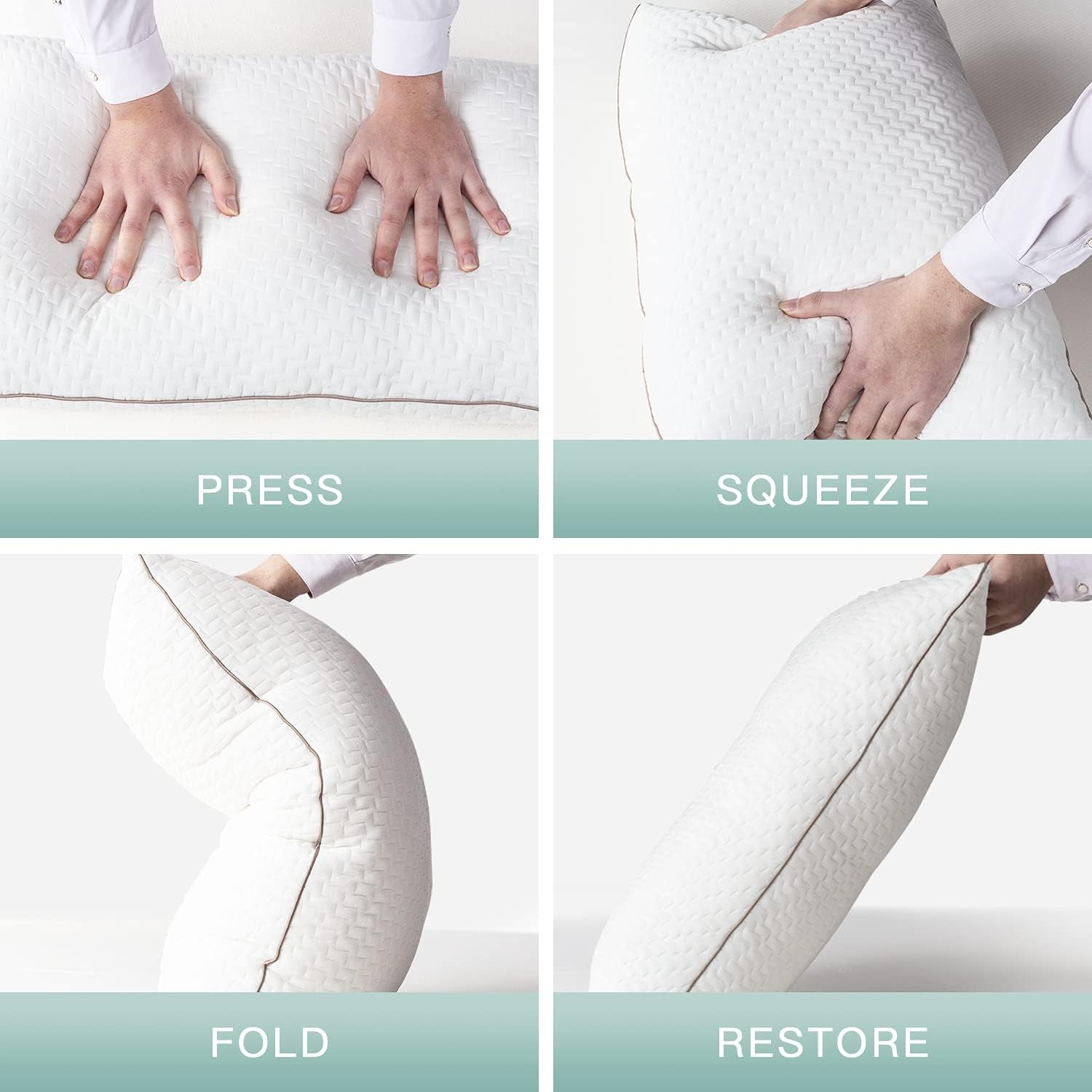 Bedstory pude, sovepude, 2 stk, allergivenlig, anti-støv pude, dun, alternativ kvalitet, sengepude til ryg, mave og sidesover, standard størrelse, vaskbar, 42 x 70 cm Naty Shop standard puder