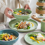 vancasso SESAM Serie Steingut Geschirrset for 12 Personen, 48 Teiliges Kombiservice – Tafelservice mit Speisetellern, Desserttellern, Müslischalen und Kaffeetassen, Scandinavian Design
