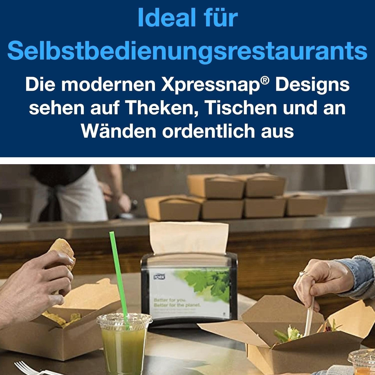 Tork Xpressnap Extra Soft Nature N4 Dispenser serviet, Premium, 1/2 x 2 lag, 21,3 cm X 16,5 cm, 8 × 1.000 servietter, 12880