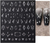 3D sølv metalliske neglestickers, neglestickers til kvinder, stjerne, måne, sol, neglefolie, selvklæbende stickers, sommerfugle negle stickers, negle stickers, negledesign tilbehør, 8 stk.
