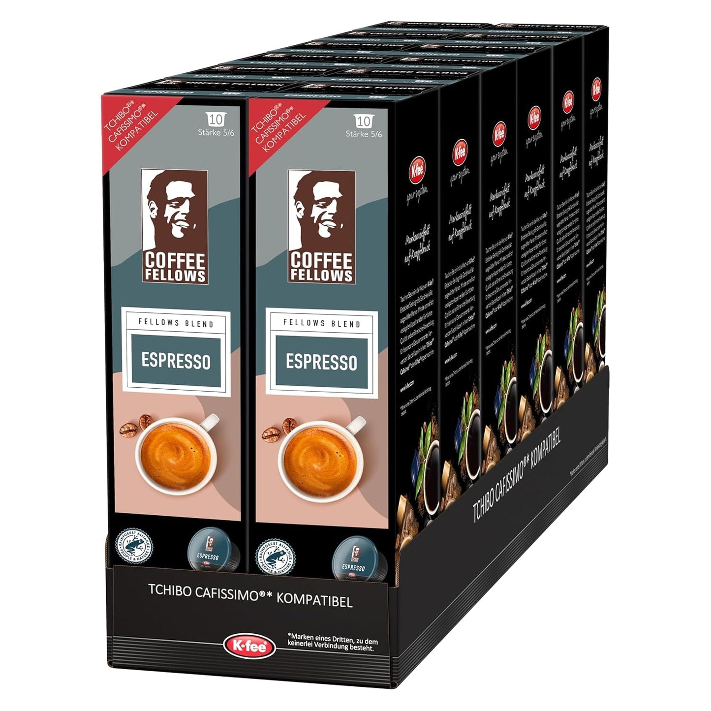 Coffee Fellows Blend Espresso-kapsler, kompatible med K-fee, EXPRESSI & Tchibo Cafissimo*, schokoladig-fruchtige Aroman, 120 Kaffeekapseln