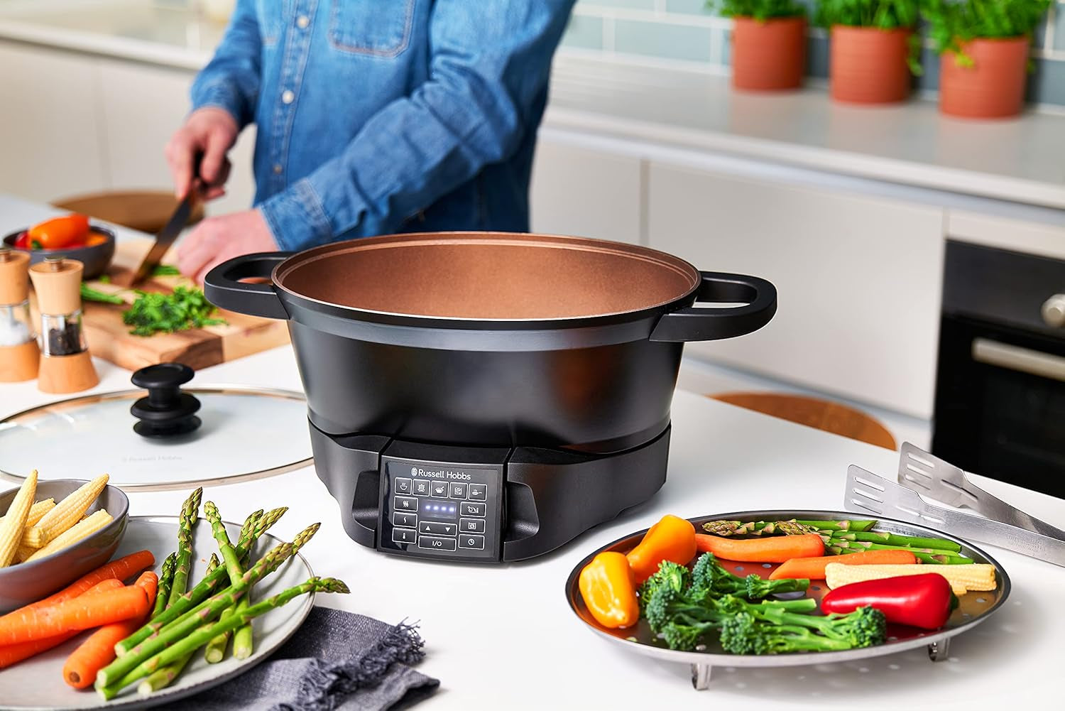 Multicooker Russell Hobbs 6,5L, digitalt display, 8 tilberedningsfunktioner Slow Cooker Naty Shop