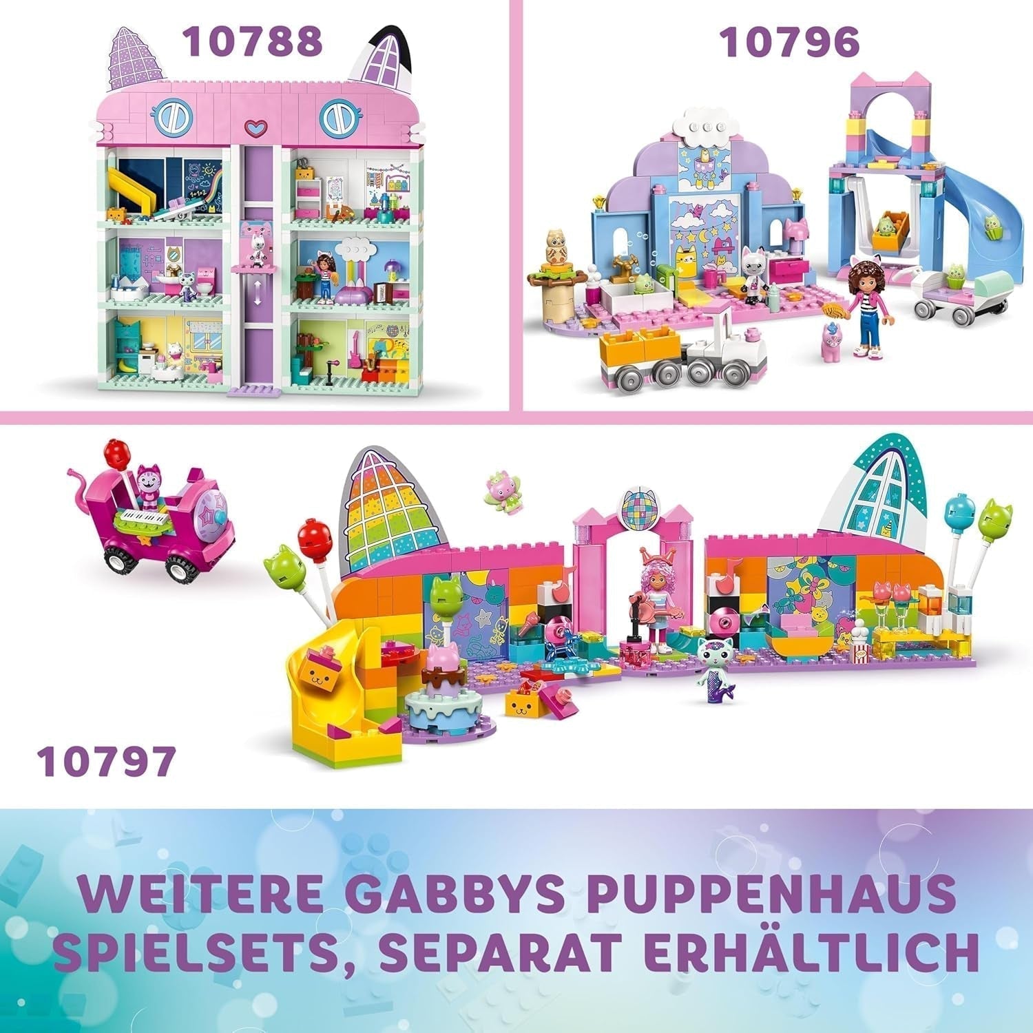 LEGO 4+ Gabbys Dukkehus Gabbys Festlokale, Disco-legesæt med rutsjebane og dyrefigurer til kreativt rolleleg, gave til piger og drenge fra 4 år 10797 Byggesæt Besuche den LEGO-Store