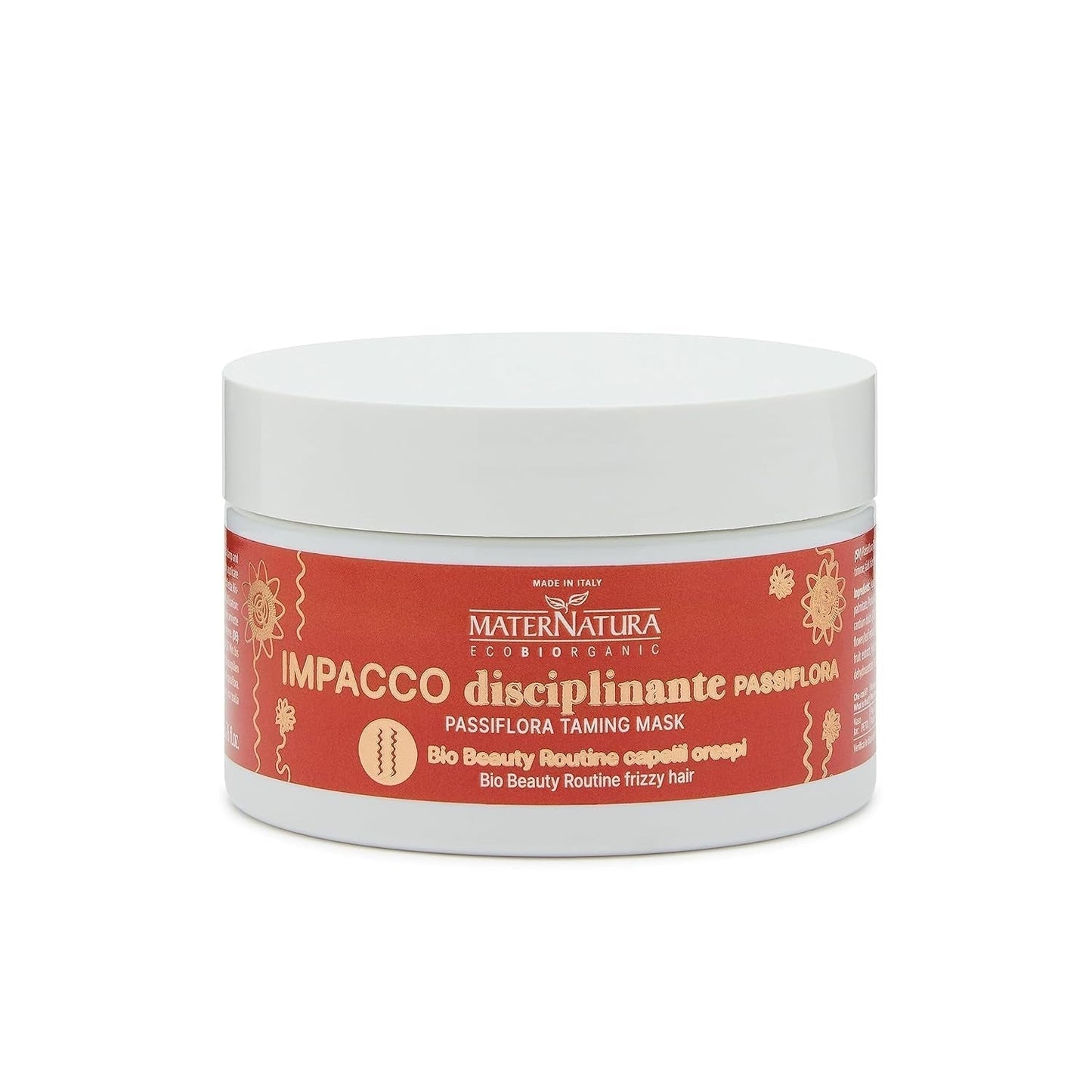 Maternatura krøllet krøllet hårmaske med passionsblomst, reparation, styrke og glans for perfekte krøller, organisk skønhedsrutine til krøllet hår, lavet i Italien - 100 ml Naty Shop hårmaske Standard titel