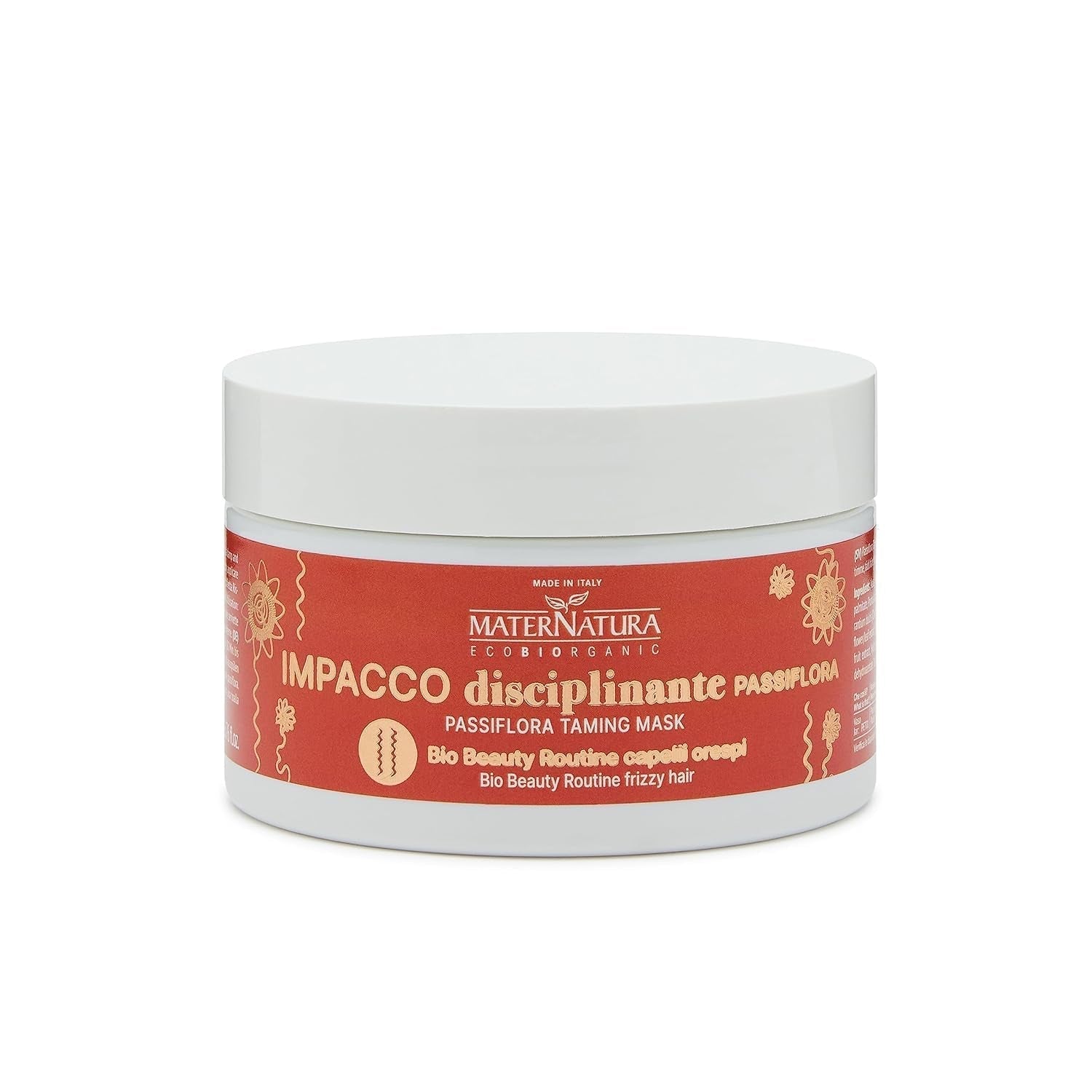 Maternatura krøllet krøllet hårmaske med passionsblomst, reparation, styrke og glans for perfekte krøller, organisk skønhedsrutine til krøllet hår, lavet i Italien - 100 ml Naty Shop hårmaske Standard titel