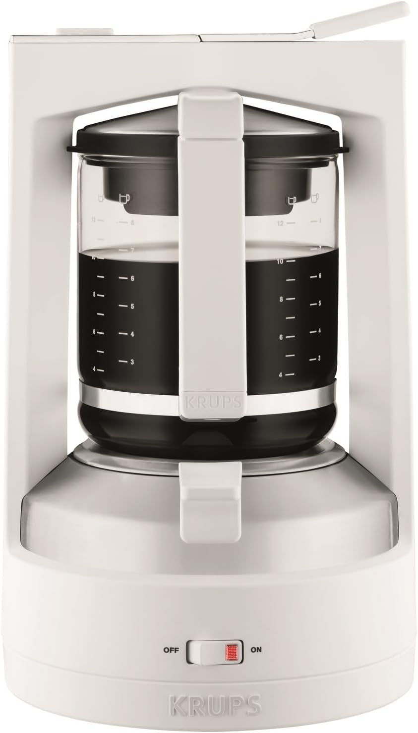 Krups T8 Filter Espressomaskine, 850 Watt, Auto Shut Off, 8-12 kopper, 1 L Kapacitet, Permanent Filter, Oplyst tænd/sluk-knap, Nem at bruge, Sort, KM4689