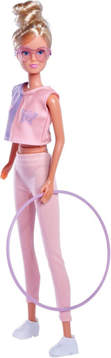 Simba 105733619 - Steffi Love Hula Hoop, Legetøjsdukke med sportstøj, Hula Hoop og mekanisk funktion, 29 cm, Alders 3+