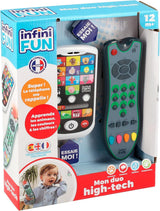 My Duo højteknologisk telefon + fjernbetjening - 1 tresproget fransk/engelsk/spansk fjernbetjening og 1 ultrarealistisk telefon - Multi-aktivitets læringslegetøj fra 12 år Bebe Naty Shop Toys Standardtitel