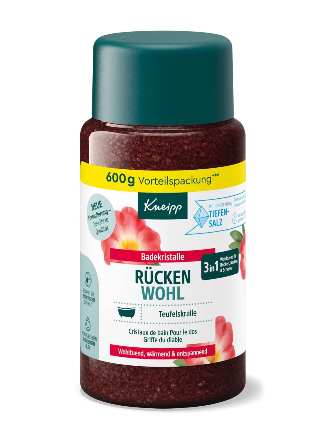 Kneipp-badesalt med Djævleklo-ekstrakt - Naturligt Luisenhall-salt og lavendel og Cajeput æteriske olier til nakke og skulder - 600G brusebad og bad Naty Shop