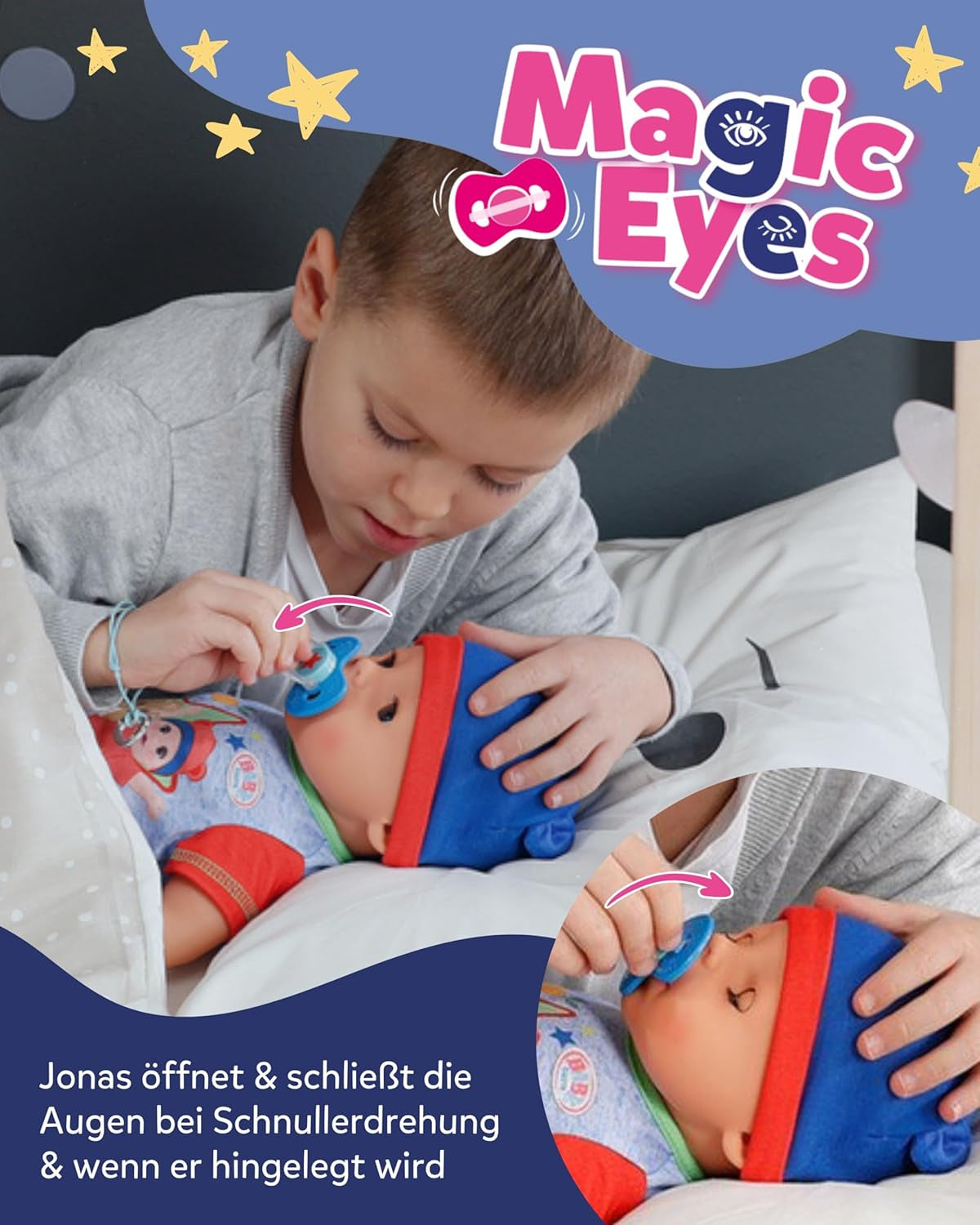 BABY Born Jonas - babydukke 43 cm - 10 funktioner inklusive tilbehør og madras - Fungerer fuldt ud uden batterier - Velegnet til børn fra 3 år og derover