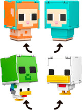 Mattel Minecraft Flippin' Figs får og kylling 2-pack med 2-i-1 legefigurer, store hoveder og pixeldesign HXK17 actionfigurer Naty Shop