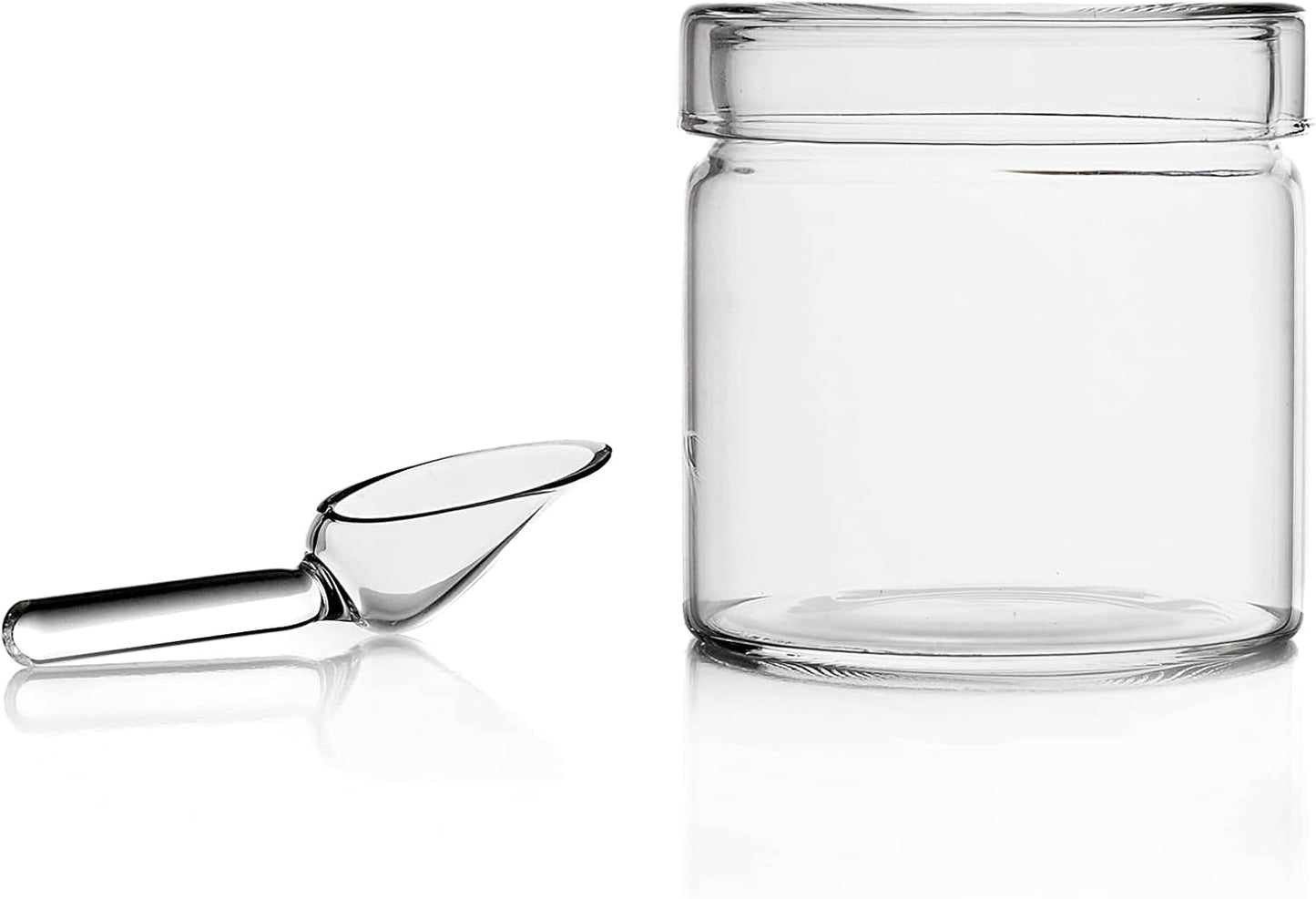 Tekande med ske, Piuma kollektion, 20 cl, borosilikatglas, håndlavet