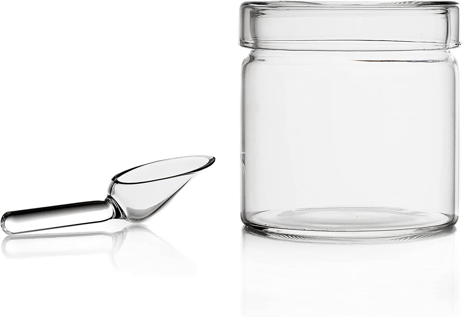 Tekande med ske, Piuma kollektion, 20 cl, borosilikatglas, håndlavet