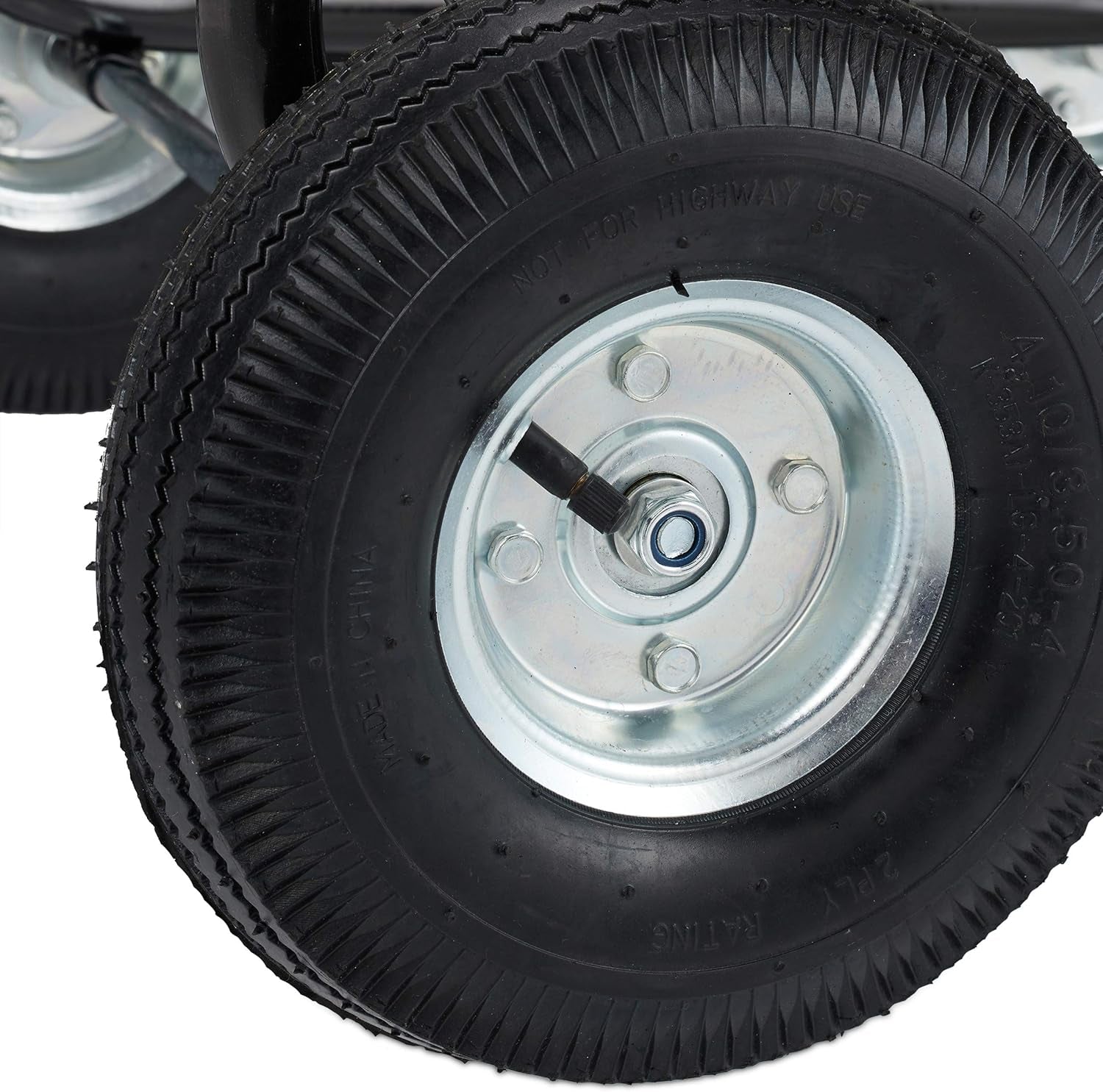 Relaxdays slangevogn, mobil slangetromle, 1/2" og 3/4" tilslutning, slange op til 80 m, 2 hjul, metal, sort