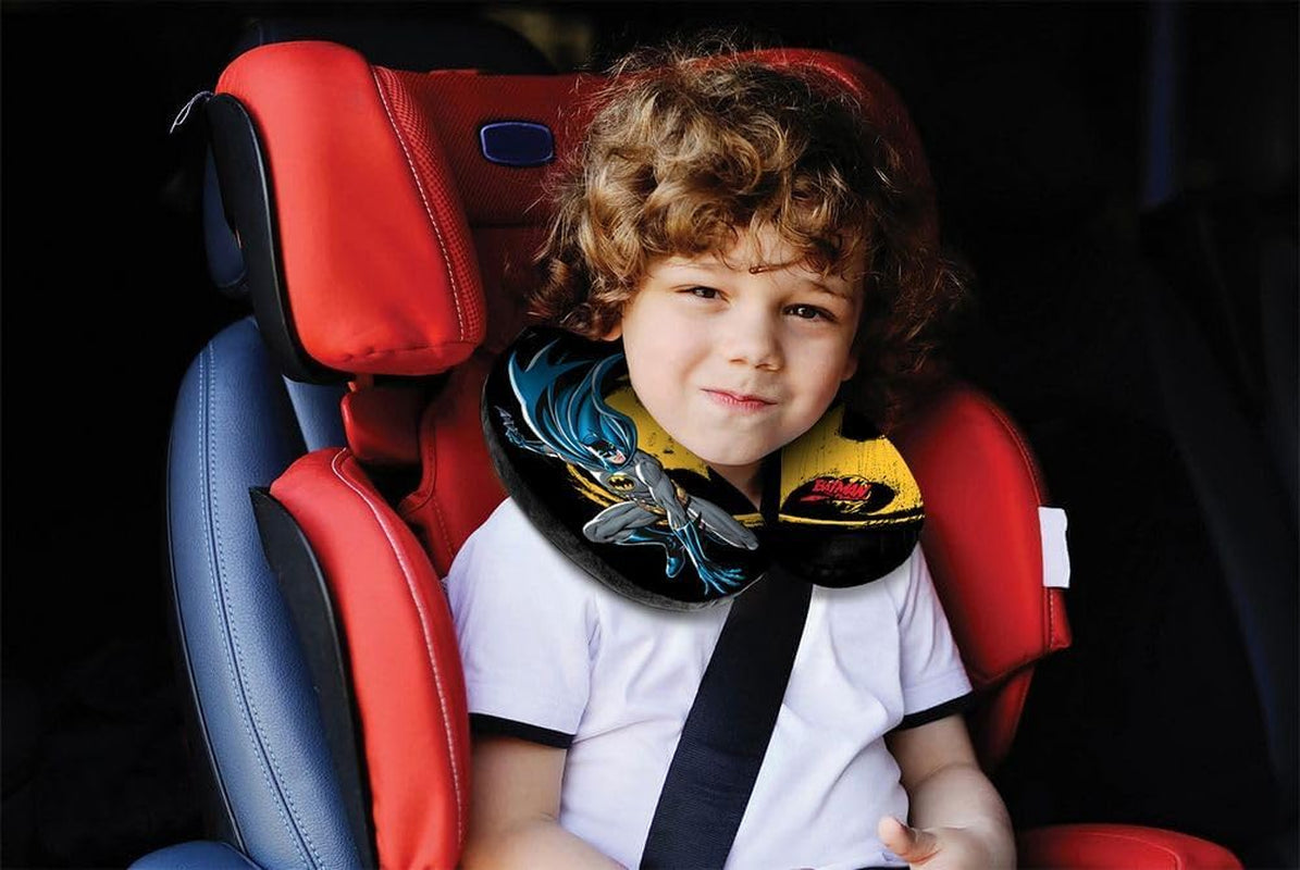 DC Comics Soft Batman Car Travel Nakkepude Børnesikkerhed Komfort Superhelte Bat Man, Cuscino Da Viaggio Auto, Lyseblå, One Size Rejsepuder Naty Shop